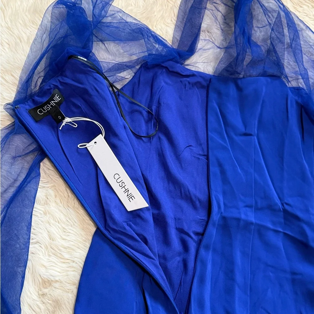 NWT Cushnie et Ochs Indigo Off Shoulder Tulle Pencil Dress - Size 0 - Picture 6 of 9